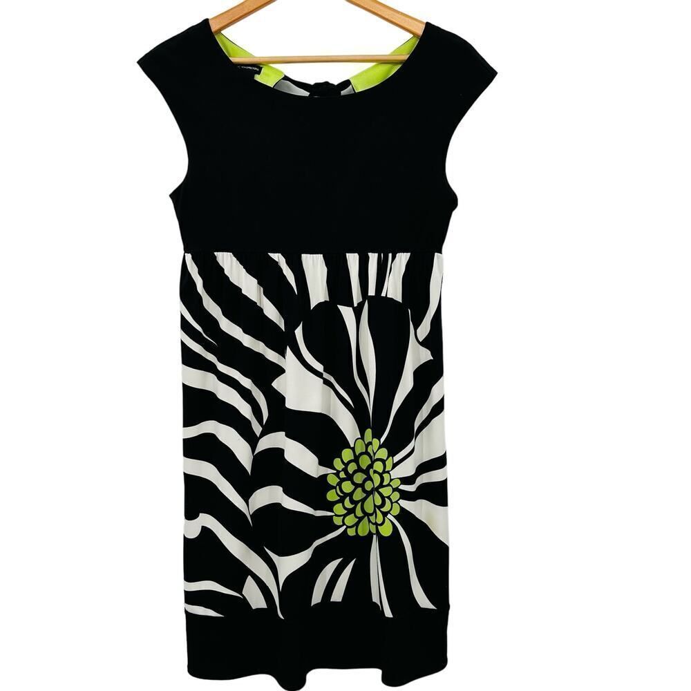 New Directions Sundress Mini Black Dress Womens Size 8 medium Bold BRAT Green
